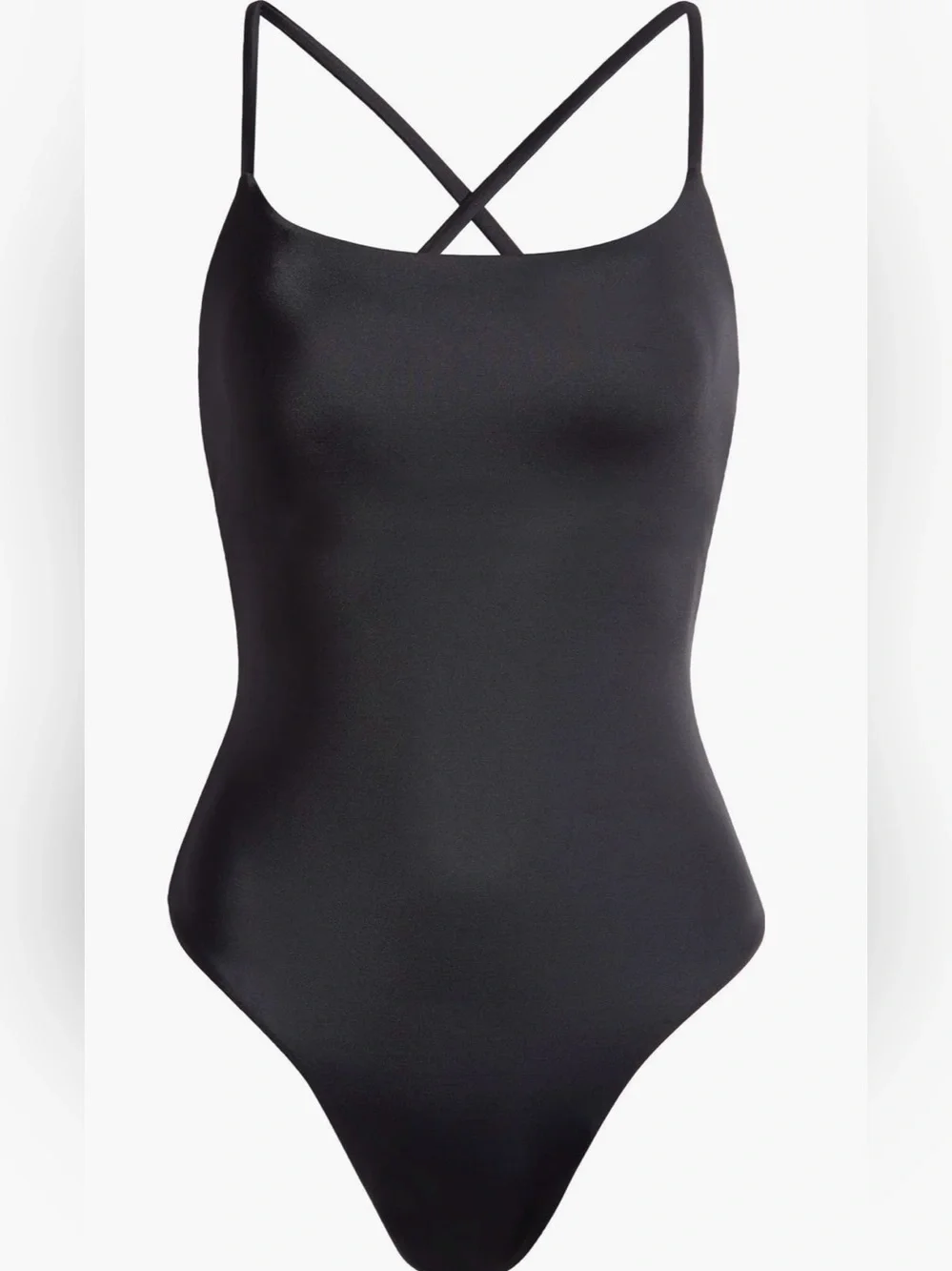 Andie Midnight Black Slim-Strap One-Piece Swimsuit